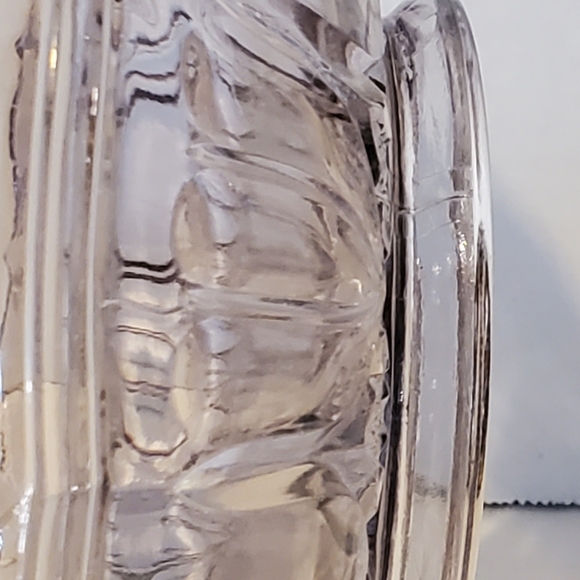 Clear Pink Lavender Tinted Serving Bowl Vintage Glass Star Pattern Frilly Edge - Picture 11 of 16